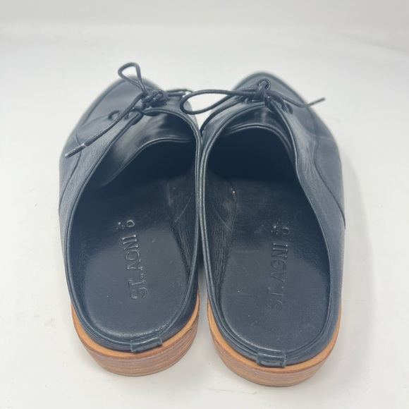 St. Agni navy blue Leather Lace-Up Flats mules - Picture 3 of 5